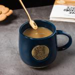 420ml Creative Ceramic Coffee Cups With Copper Fish Scale Pattern
