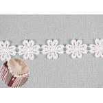 DTM Color Cotton Lace Edging Dyeing With Smooth Pattern / Embroidered Flower Appliques for sale