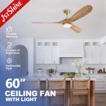Modern Design 1stshine LED Ceiling Fan Manufacture with Support Dimmer and Wood Blades for sale