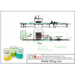 Industrial Automatic Liquid Filling Line With Piston Filling Machine And Automatic Bottle Labeler for sale
