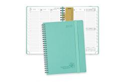 China Green Softcover 2023 Spiral Planner Weekly Schedule Yearly Agenda Monthly Tabs supplier