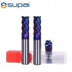 Hardest 65 HRC Naco blue coated standard 4 flute end mill blue for steel carbide end mills for sale