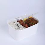 Salad Take Away Rectangle Paper Bowl Disposable With Lid for sale