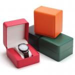 Handmade PU Leather Watch Jewelry Storage Box with Custom Logo and Lined Interior for sale