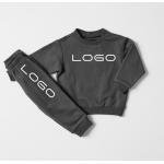2 PCS Pullover Sweat Shirt Neutral Kids Fleece Sweatshirt Set Long Sleeve Printed Jogger Set Sweat Pants 100% Cotton for sale