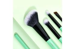China Neo Mint Face And Eye Makeup Brush Set With Bag Antibacterial supplier