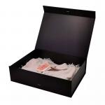 Deboss Clothes Packaging Box Biodegradable Black Magnetic Gift Box SGS for sale