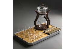 China Bamboo Stand Borosilicate Glass Tea Infuser Cup supplier