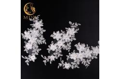 China 25cm Width Fashion Lace Trim Polyester 3D Embroidered Flower Trim For Wedding supplier