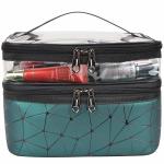 Hot sell cosmetic bag with 2 layer for double zippers