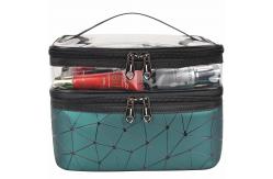 China Hot sell cosmetic bag with 2 layer for double zippers supplier