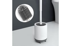 China Bendable Silicone Toilet Bowl Brush With Non Slip Plastic Handle supplier