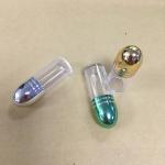 Clear Plastic Pill Bottless Rhino Capsule Containers Colorful Metal Cap For 3D Cards for sale