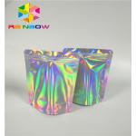 Mylar Hologram Zipper Customized Paper Bags For Eyelash Glue Cosmetics Products for sale