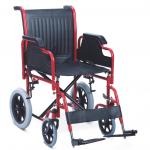 Economic Friendly Folding Steel Wheelchair With Solid Castor Pneumatic Mag Wheel for sale