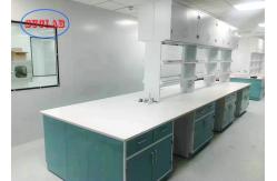 China Dark Green Lab Island Bench With White Ceramic Countertop In Research Institute supplier