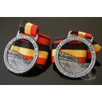 Running Racing Metal Award Medals Cut Out On Design With Strip Ribbon