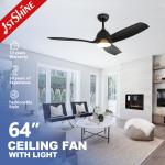 Solid Wood Black Gold Design LED Ceiling Fan 64 Inches for Home Hotel and Office Needs for sale