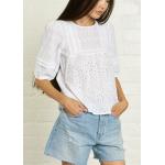 Casual 3/4 Sleeve Ladies Lace Tops Cotton Eyelet Embroidered for sale