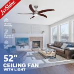 30W Motor 52 Inch LED Ceiling Fan Light DC Motor With 5 MDF Blades for sale