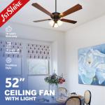52 inch Traditional LED Ceiling Fan with 5 MDF Blades and Lighting Solutions Service for sale