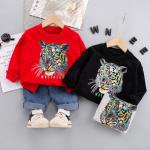 Children'S 110cm 43.3in Spring And Autumn Tiger Print Suit Two Piece Pants Set for sale