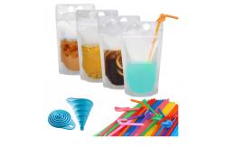 China Custom Printed Empty 16oz Fruit Juice Packing Pouch With Straw Reusable supplier
