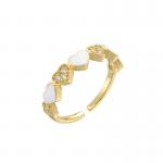 18k Diamond Adjustable Finger Ring Gold Pink Enamel Heart Ring OEM