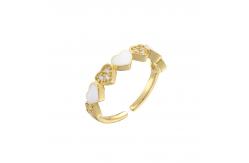 China 18k Diamond Adjustable Finger Ring Gold Pink Enamel Heart Ring OEM supplier