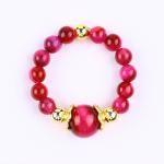 4MM Rose Red Tiger Eye Crystal Stretch Round Bead Ring Healing Stone Adjustable Ring For Unisex for sale