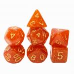 Bright gold powder orange resin character playing board game dice set dnd dice for sale