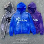 Customized Vintage Distressed Acid Washed Hoodies Embroidery Logo Sun Faded Hoodies for sale