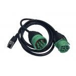 Green Deutsch 9 Pin J1939 Female to HD15P Male and J1939 Male Split Y Cable for sale