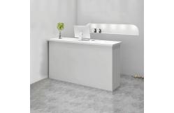 China Small Nail Salon Front Desk White Wooden 1000Hmm Reception Counter Table supplier