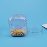 Clear 211# Screw Lid Pet Cookie Jar Square Shape Plastic Food Containers 380ml