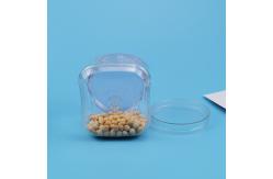 China Clear 211# Screw Lid Pet Cookie Jar Square Shape Plastic Food Containers 380ml supplier