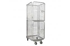 China Warehouse Galvanized Foldable Wire Mesh Roll Container /  Material Handling Equipment supplier