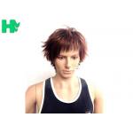 Dark Brown Synthetic Mens Hair Pieces Wigs Silky Straight Customized for sale