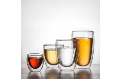China Heat Proof Clear Double Wall Glass Cup Customized Logo / Capacity Round Shape supplier
