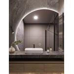 Hotel Bathroom Vanity Wall Half Round Mirror Customized Led Backlit Defogger
