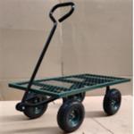 Metal Heavy Duty Yard Cart Four Wheel Mesh Deck Steel Wagon Hose Reel Tool Cart for sale