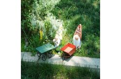 China Recycled Small Metal Garden Ornaments Gnome Pushing The Cart With Planter supplier