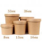 Degradable Disposable Kraft Paper Takeaway Hot Soup Cups With Lids for sale