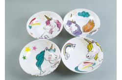 China Unicorn Printed Unbreakable A Grade Kids Melamine Dinner Sets supplier