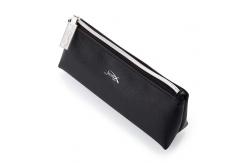 China Black ODM Leather Travel Makeup Bag Metal Zipper Head supplier