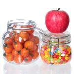 12oz 17oz Clear Glass Storage Jars Candy Round Glass Containers In Bulk With Gold Metal Lids for sale