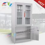 metal storage cupboard FYD-W012:H1850XW900XD400mm, KD,glass and steel swing door for sale