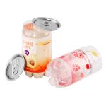 Transparent Plastic Soda Drink Can 350ml With Aluminum Lid for sale