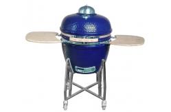 China 61cm Blue Charcoal 24 Inch Kamado Grill Bamboo Shelves And Handle supplier