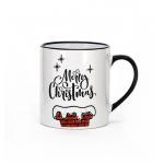 Travel White Christmas Ceramic Mug For Silk Print Handpaint Bulk Porcelain Christmas Dinnerware for sale